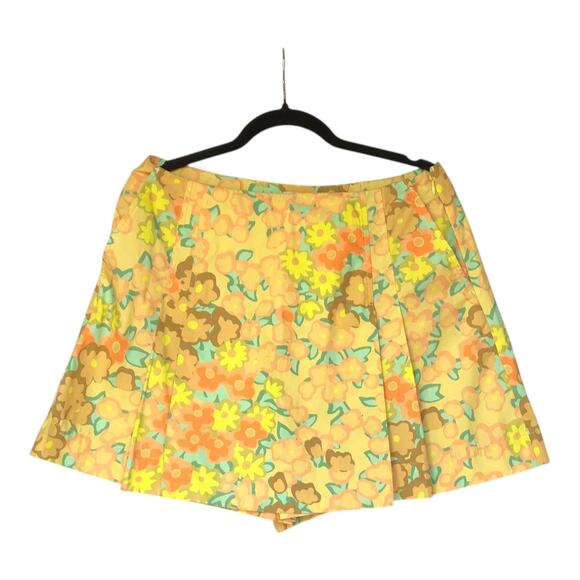 Tory Burch Blossom Poplin Skort Yellow Floral Pleated Women's Size 10 NWT - Picture 2 of 16